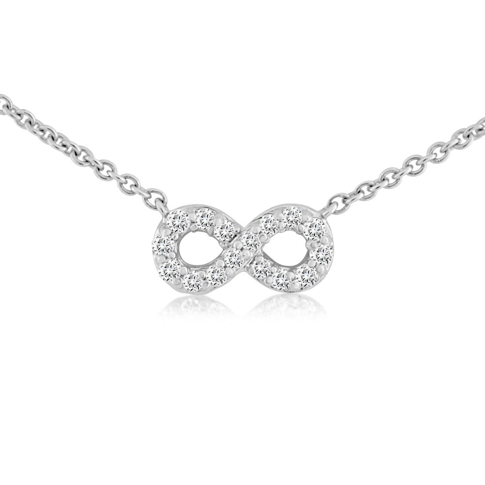 Mini Infinity Diamond Necklace White Gold