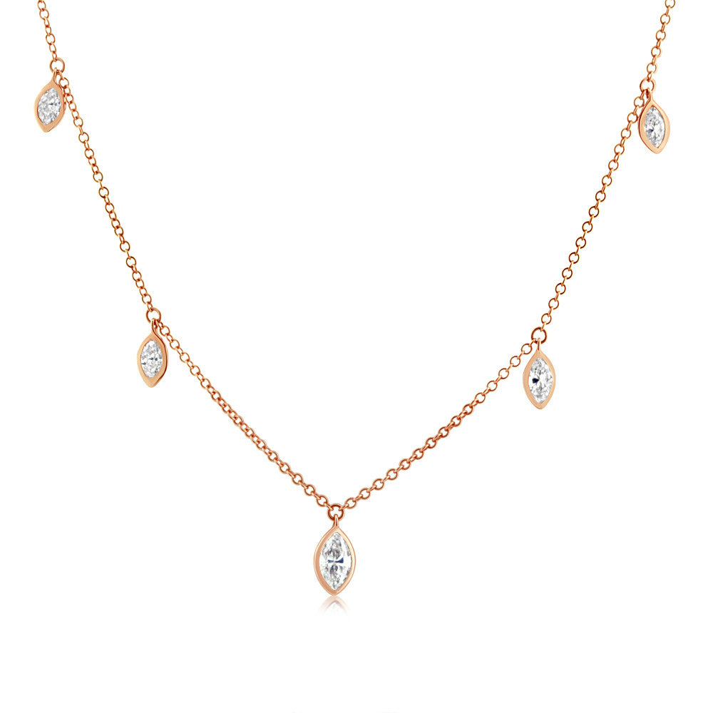 Marquise Diamond Necklace Rose Gold