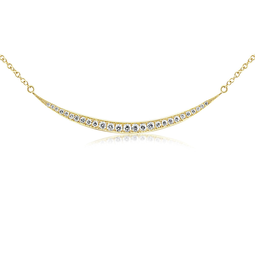Diamond Crescent Necklace Yellow Gold