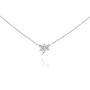 Diamond Dragonfly Necklace White Gold