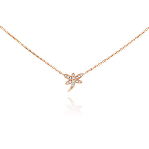 Diamond Dragonfly Necklace Rose Gold