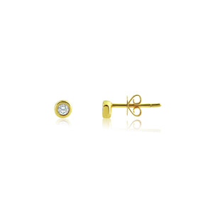 Bezel Set Diamond Stud Earrings Yellow Gold