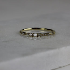 Baguette and Round Diamond Ring Rose Gold