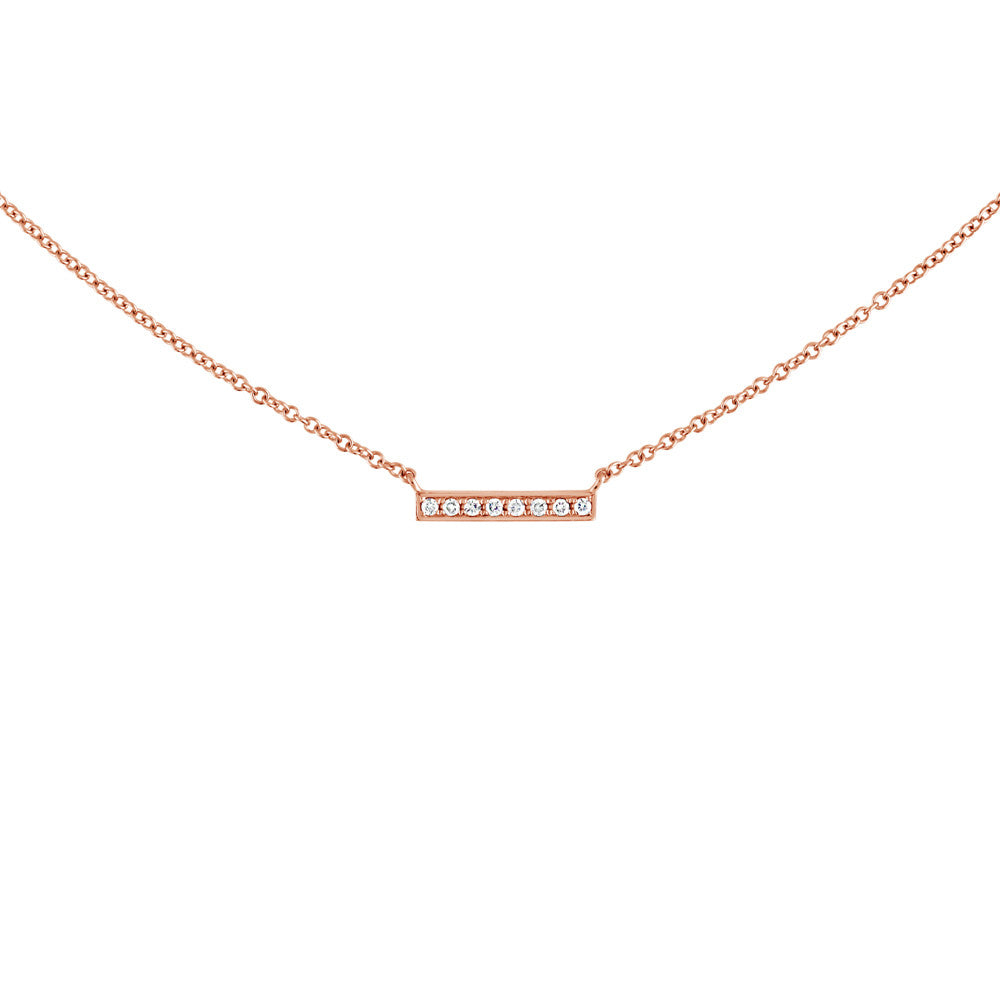 Small Diamond Bar Necklace Rose Gold