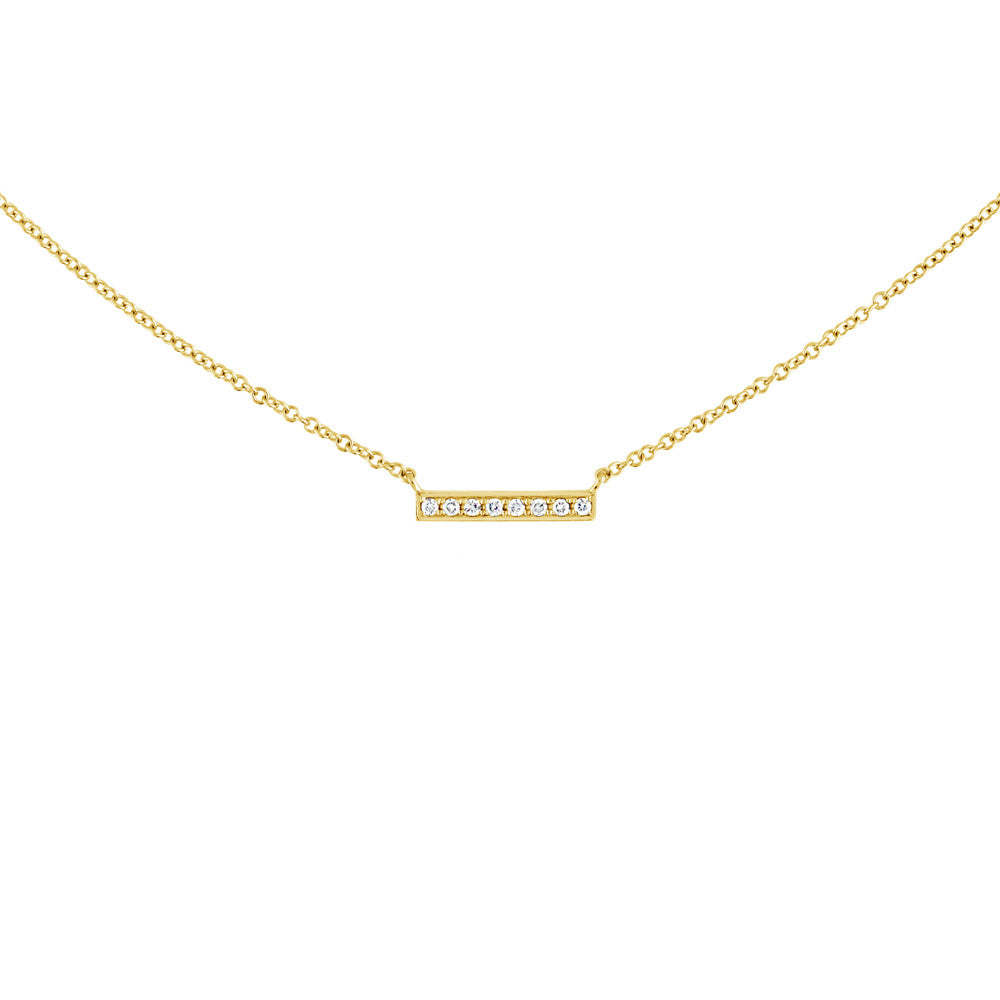 Small Diamond Bar Necklace Yellow Gold