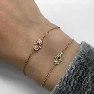 Diamond and Sapphire Hamsa Bracelet Rose Gold