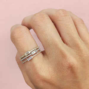 Horizontal Baguette Diamond Ring White Gold