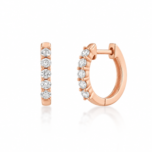 14K GOLD NATURAL DIAMOND SMALL SHARED PRONG HUGGIE EARRINGS - 10MM