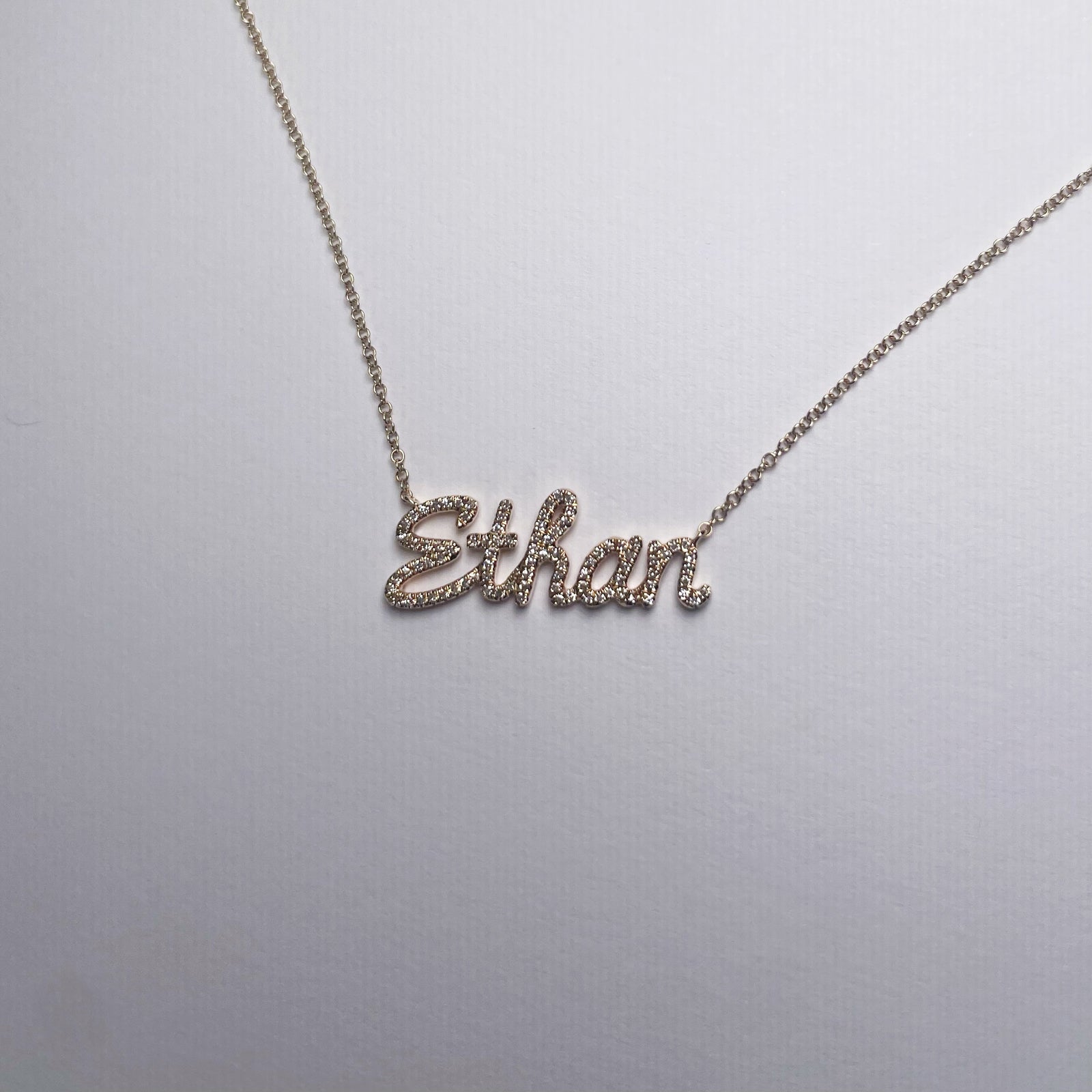 Diamond Cursive Script Name Necklace