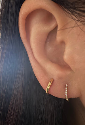 Mini Diamond Hoop Earrings Rose Gold