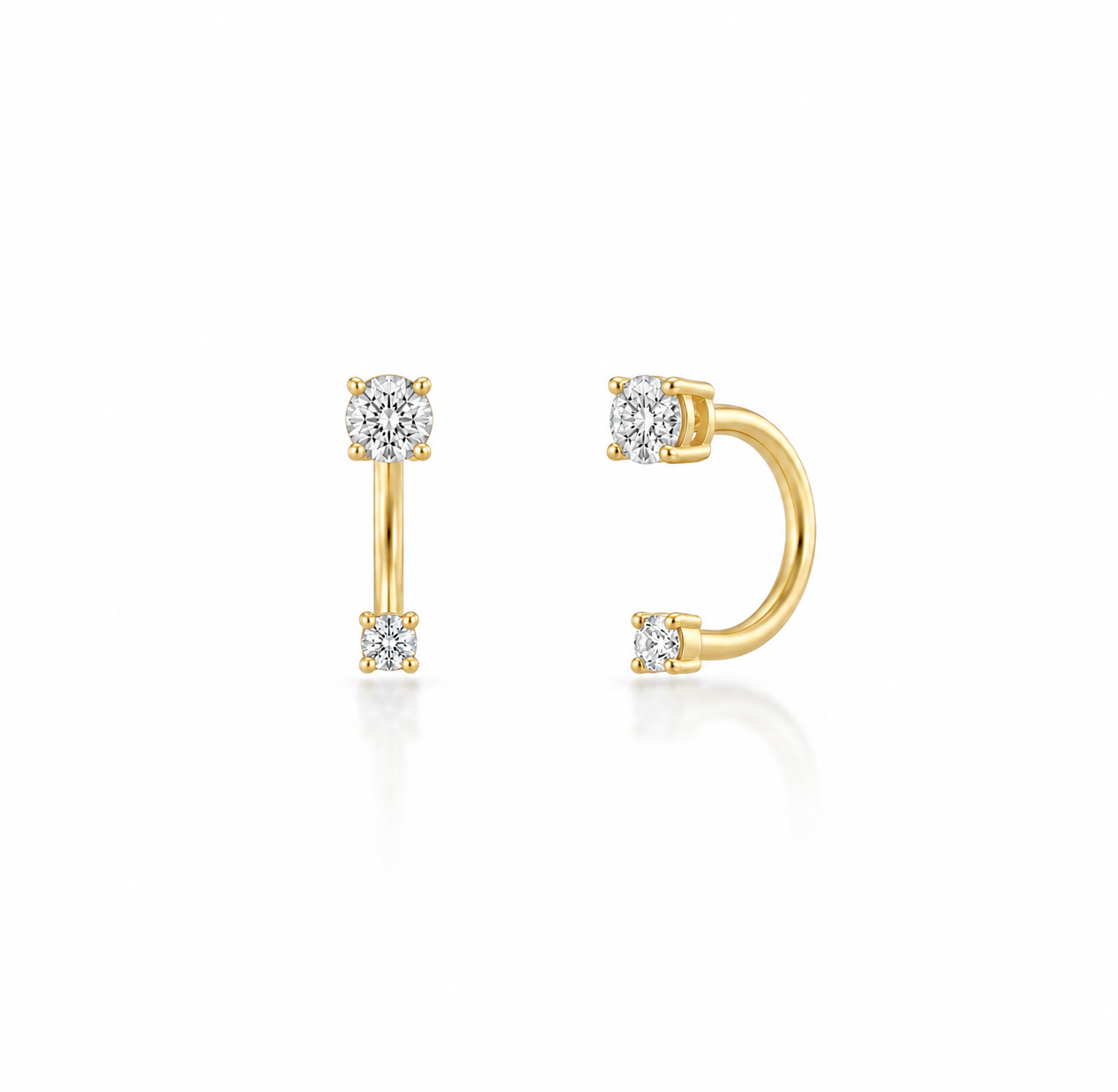 14K LAB GROWN DIAMOND U HOOP EARRINGS
