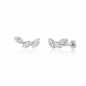 14K GOLD THREE MARQUISE CUT INVISIBLE SET LAB GROWN DIAMOND