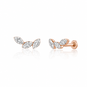 14K GOLD THREE MARQUISE CUT INVISIBLE SET LAB GROWN DIAMOND