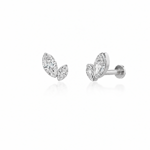 14K GOLD INVISIBLE SET LAB GROWN DIAMOND MARQUISE DUO TWO STONE EARRINGS