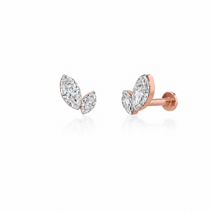 14K GOLD INVISIBLE SET LAB GROWN DIAMOND MARQUISE DUO TWO STONE EARRINGS