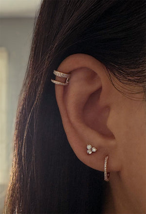 Diamond Helix 3 Row Ear Cuff Rose Gold