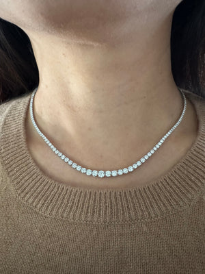 Four Prong Graduated Diamond Tennis Necklace