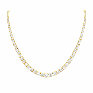 Graduated Diamond tennis necklace yellow gold 