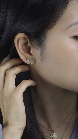 Diamond Wishbone Earrings Rose Gold