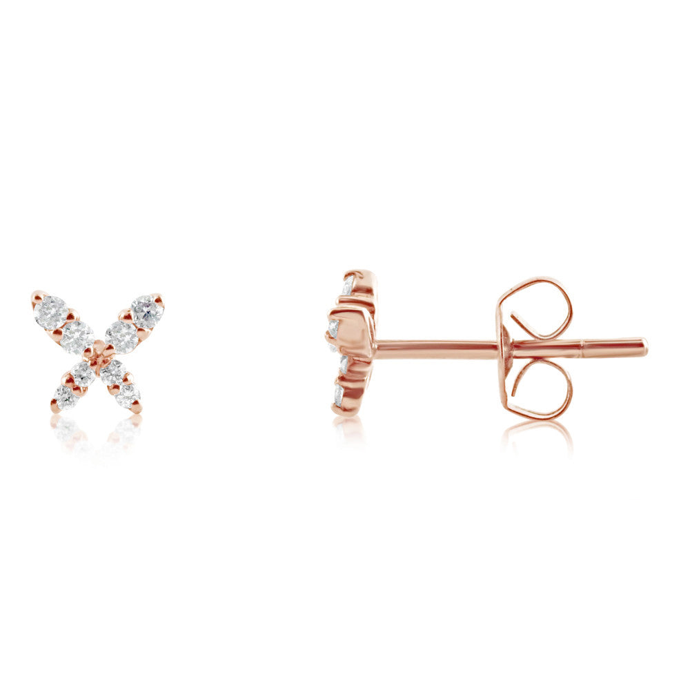 Mini Diamond Butterfly Earrings Rose Gold