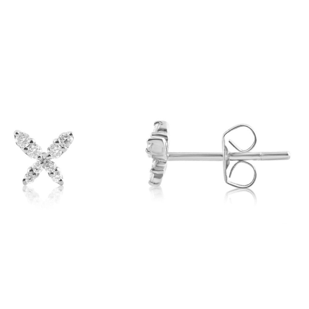 Mini Diamond Butterfly Earrings White Gold