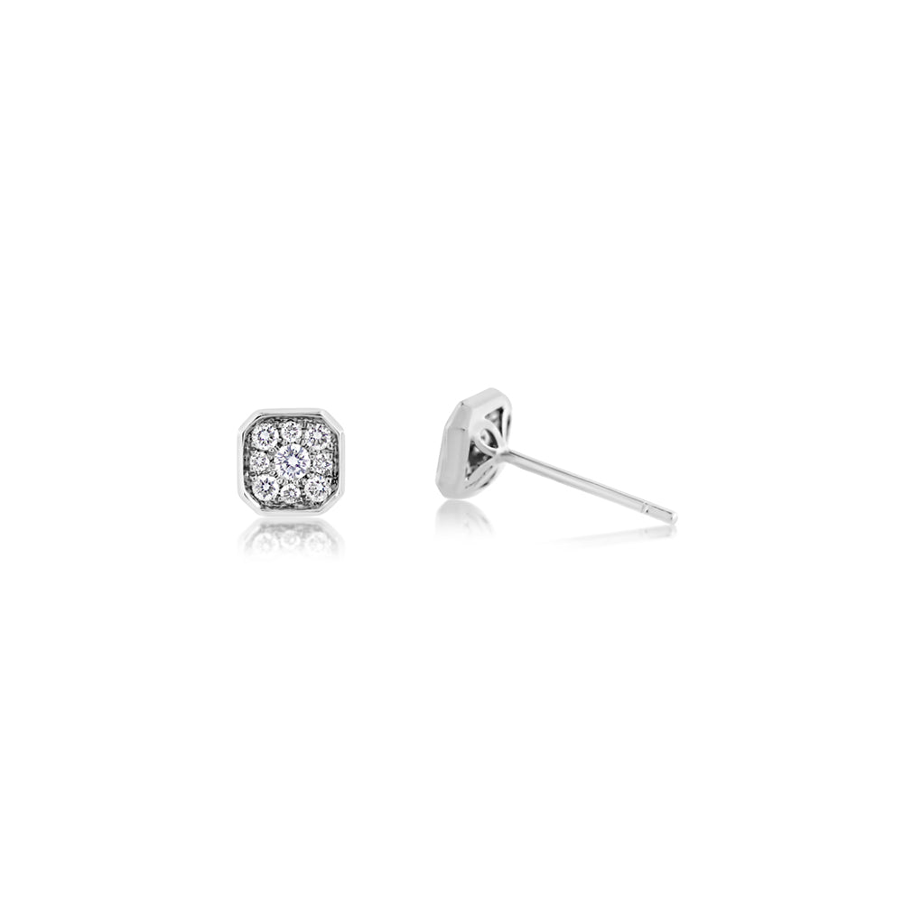 Diamond Asscher Stud Earrings White Gold