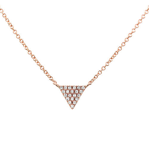 Small Diamond Triangle Necklace Rose Gold