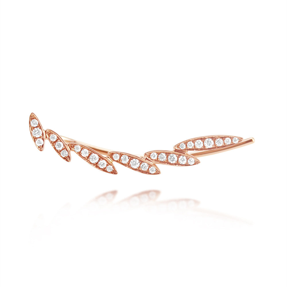 Diamond Leaf Ear Crawler Rose Gold
