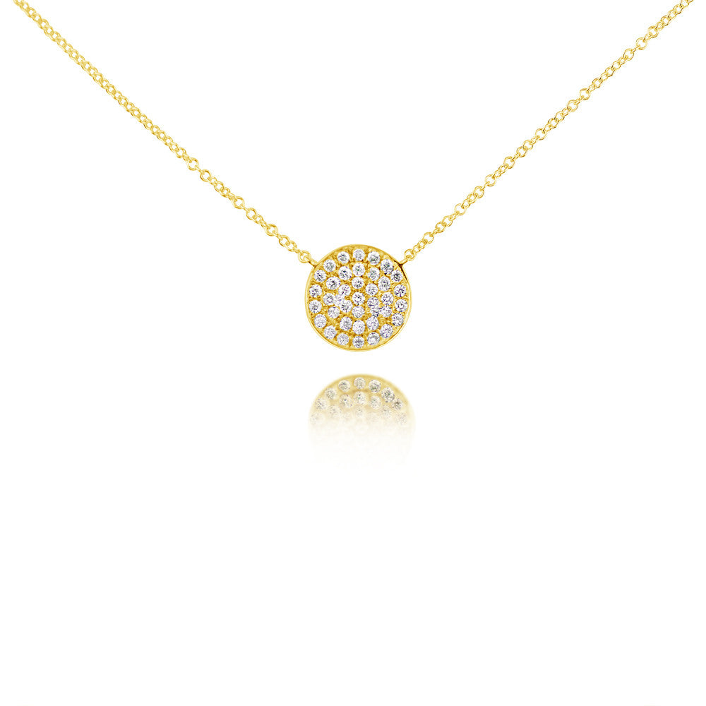 Diamond Curved Disc Necklace Yellow Gold