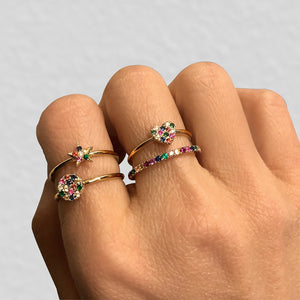 Rainbow Disc Ring Rose Gold
