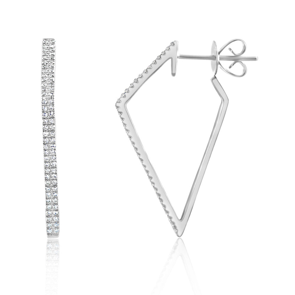 Diamond Geometric Hoop Earrings White Gold