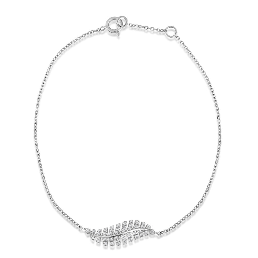 Diamond Feather Bracelet White Gold