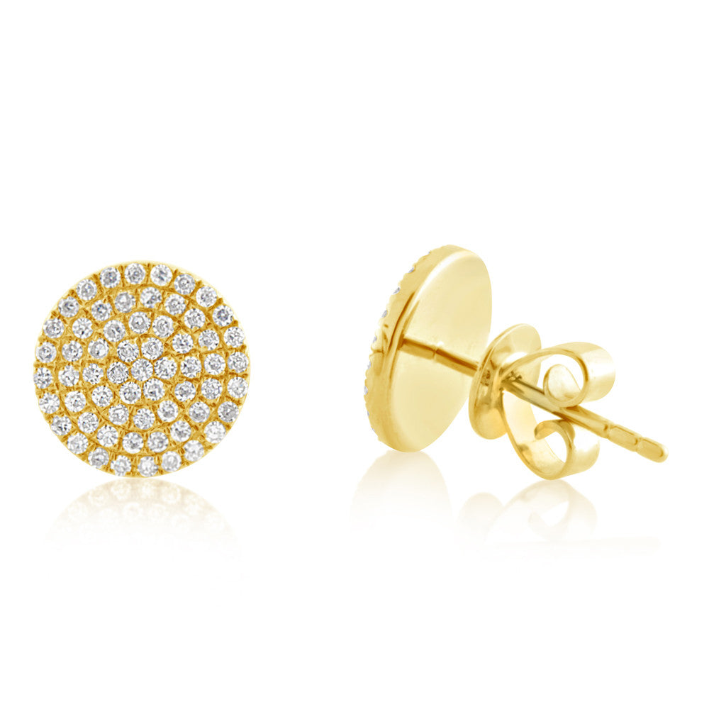 Diamond Disc Earrings Yellow Gold