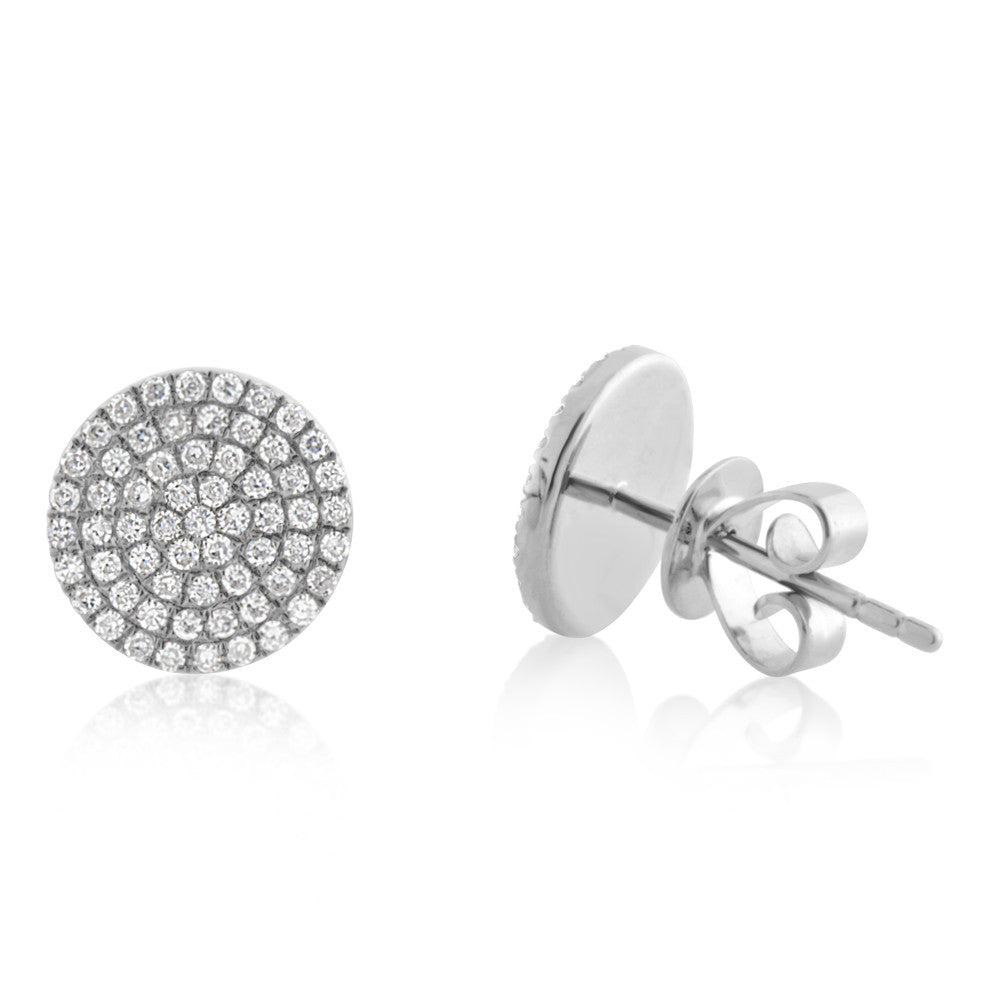 Diamond Disc Earrings White Gold
