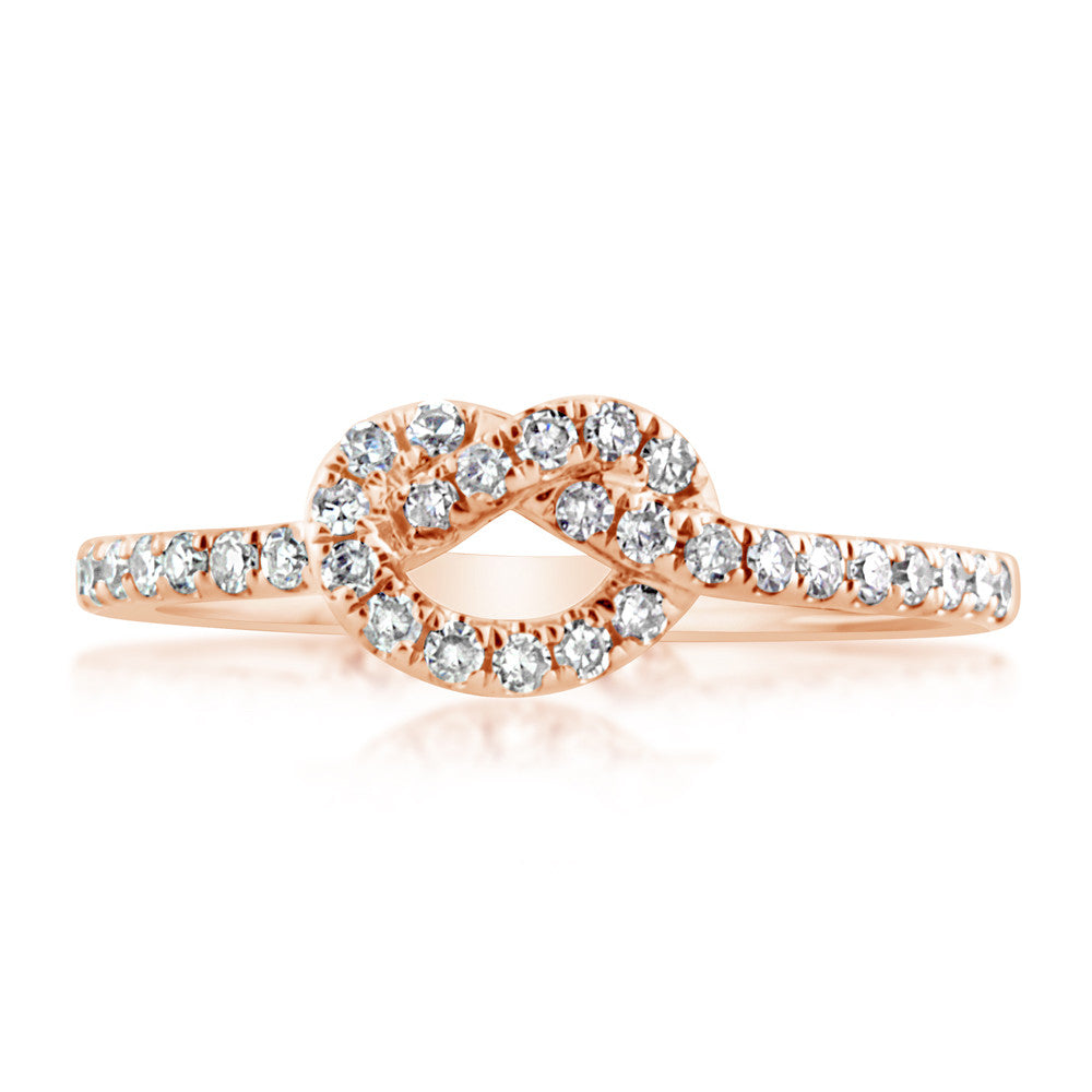 Diamond Love Knot Ring Rose Gold