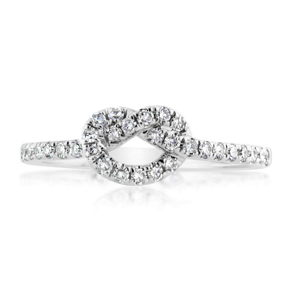 Diamond Love Knot Ring White Gold