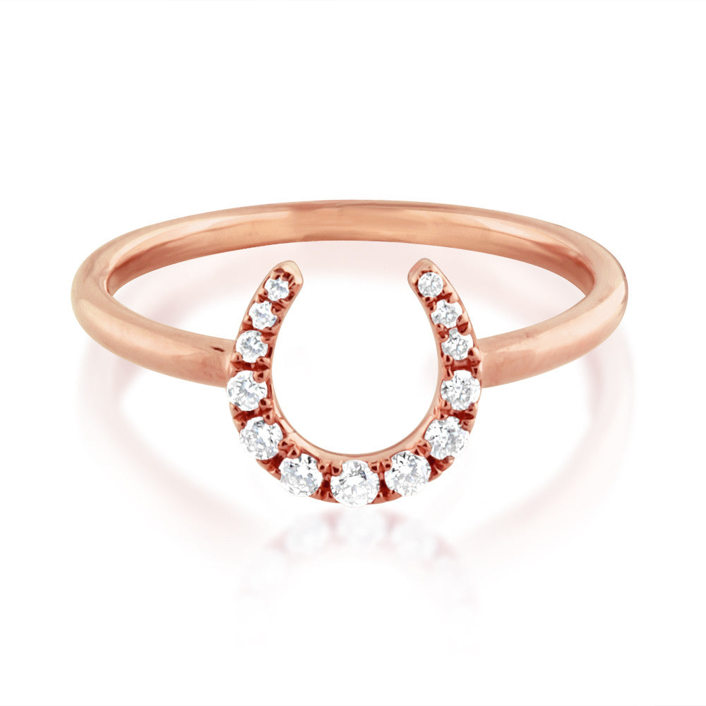 Diamond Horseshoe Ring Rose Gold