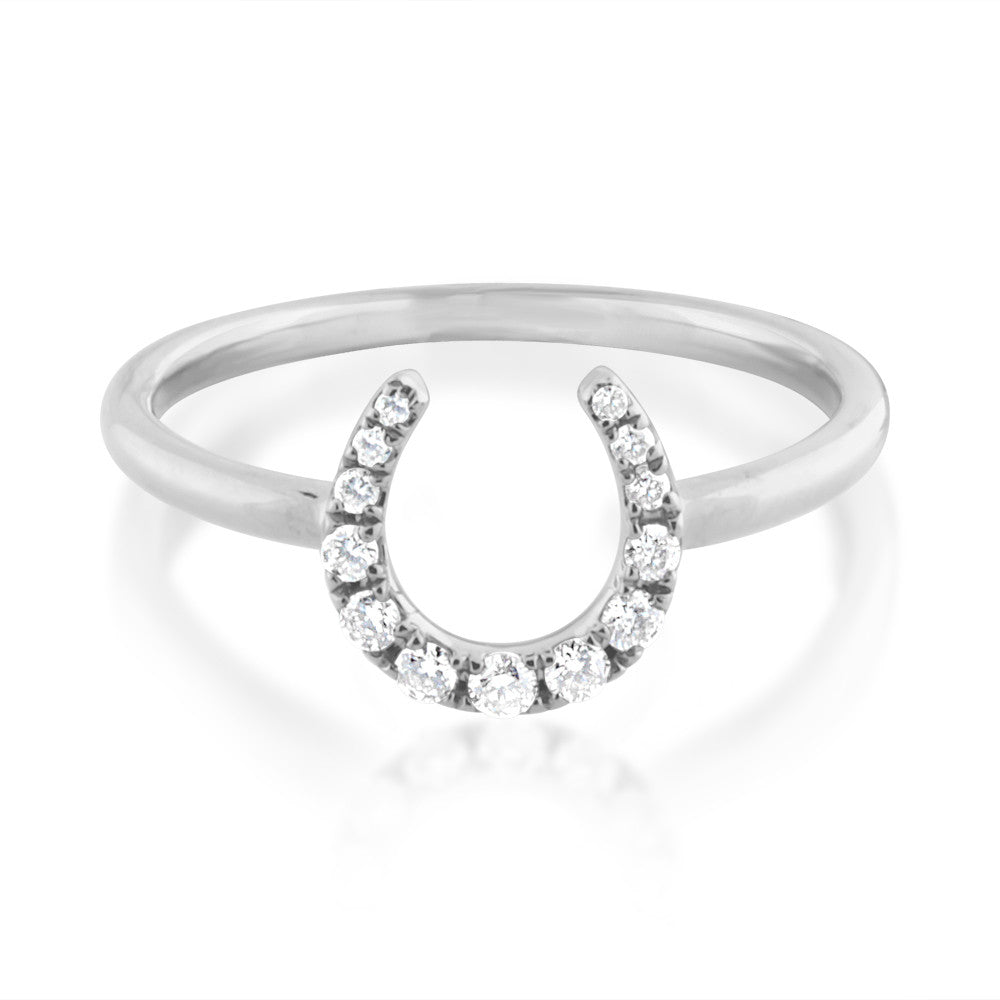 Diamond Horseshoe Ring White Gold