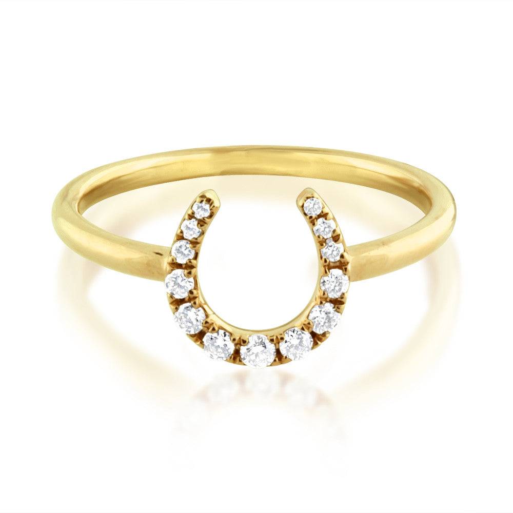 Diamond Horseshoe Ring Yellow Gold