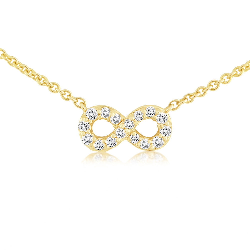 Mini Infinity Diamond Necklace Yellow Gold