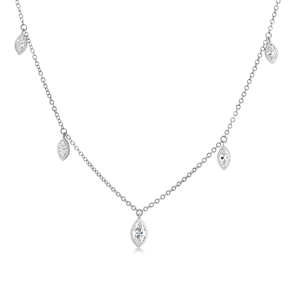 Marquise Diamond Necklace White Gold