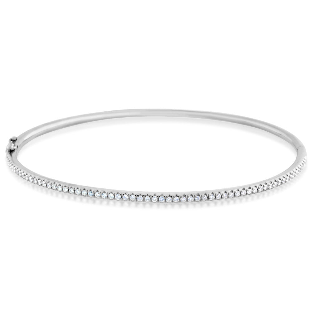 Thin Diamond Bangle White Gold