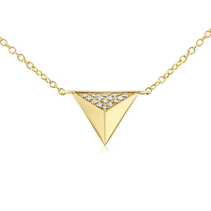 Diamond Triangle Pyramid Necklace Yellow Gold