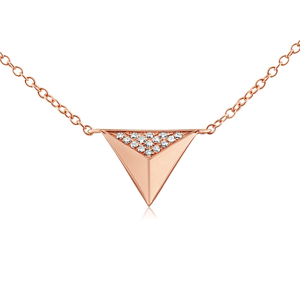 Diamond Triangle Pyramid Necklace Rose Gold