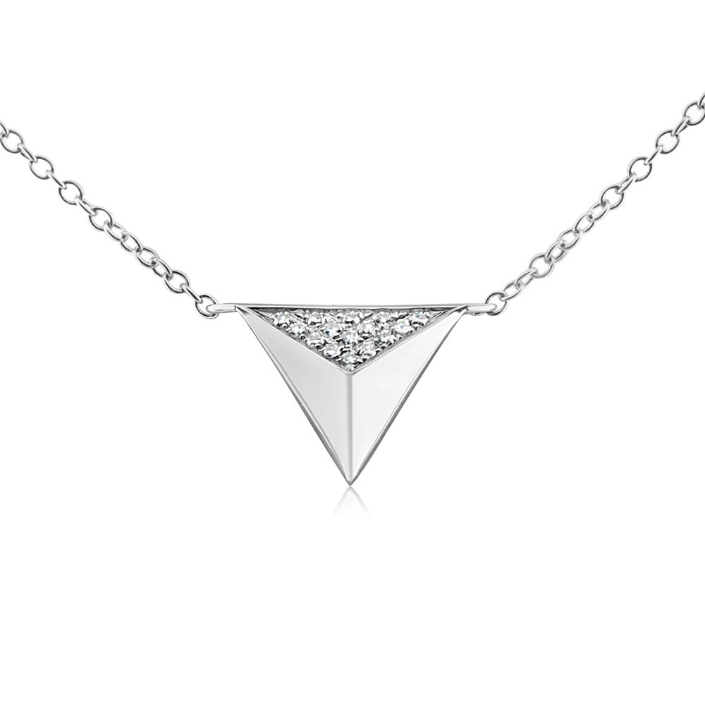 Diamond Triangle Pyramid Necklace White Gold