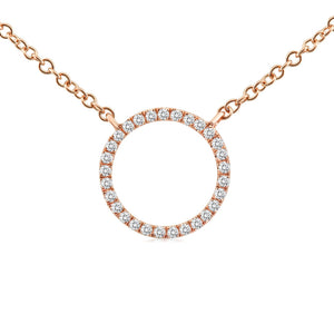 Diamond Circle Necklace Rose Gold