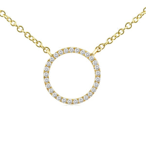 Diamond Circle Necklace Yellow Gold