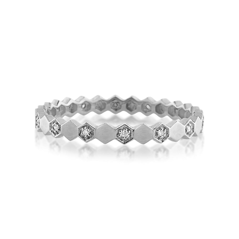 Diamond Hexagon Eternity Ring White Gold
