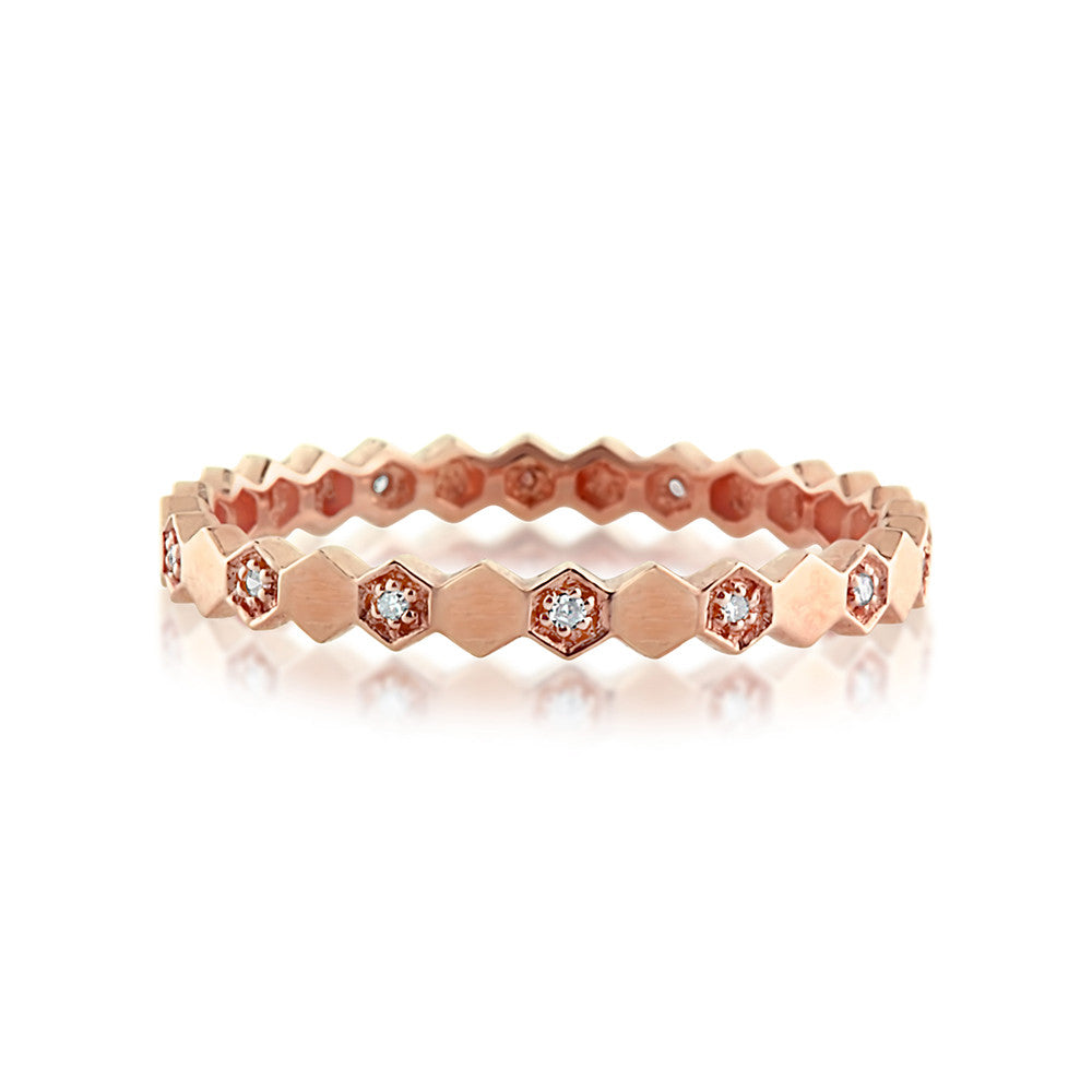 Diamond Hexagon Eternity Ring Rose Gold