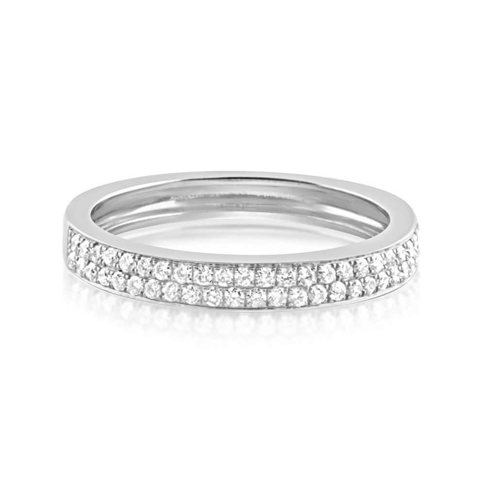 Diamond Double Row Band Ring White Gold